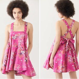 FREE PEOPLE Pink Let The Sunshine In Floral Dress L